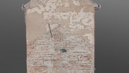 Ruined house wall facade with imprint ruin, abandoned, archviz, drone, back, 3d-scan, side, town, old, 3d-scanning, facade, demolished, photoscan, asset, scan, house, city, wall, ue5