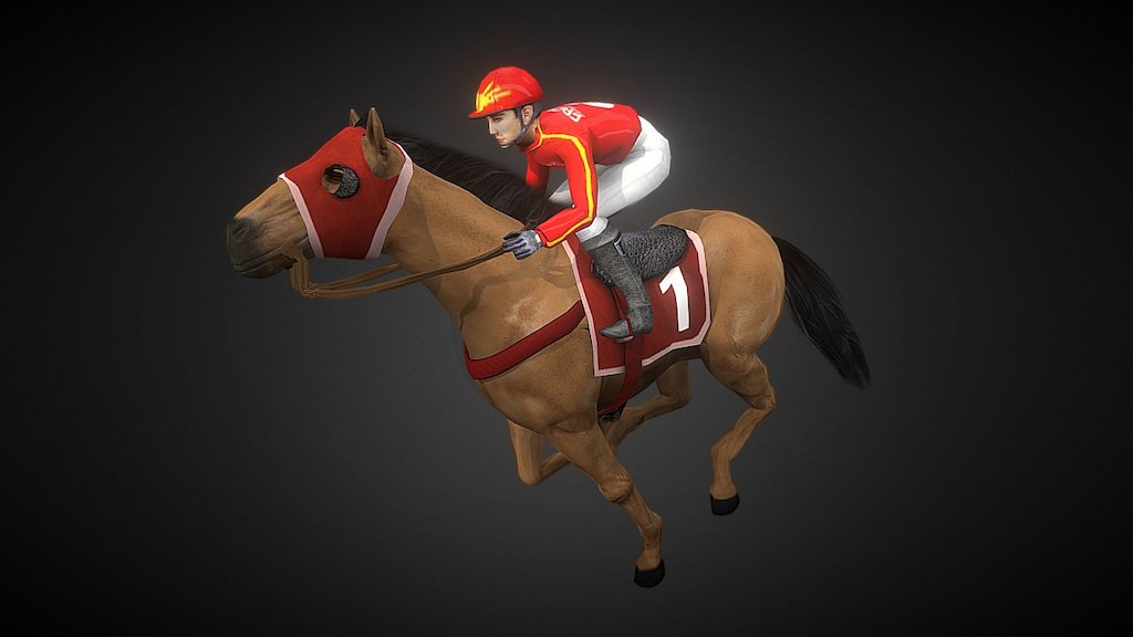 Model for game Horse racing. Horse racing is a game project of Ebizworld Vietnam company. Hope you like that :) - Horse and jockey - 3D model by fifu 3d model