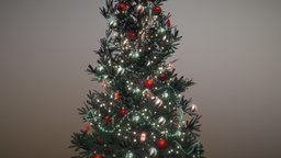 Christmas tree in old style blend, tree, toys, christmas, detailed, fire, realistic, traditional, decorations, spruce, newyear, old-style, garland, christmas-tree, 3d, 3dmodel, interior, christmas-decorations, english-style