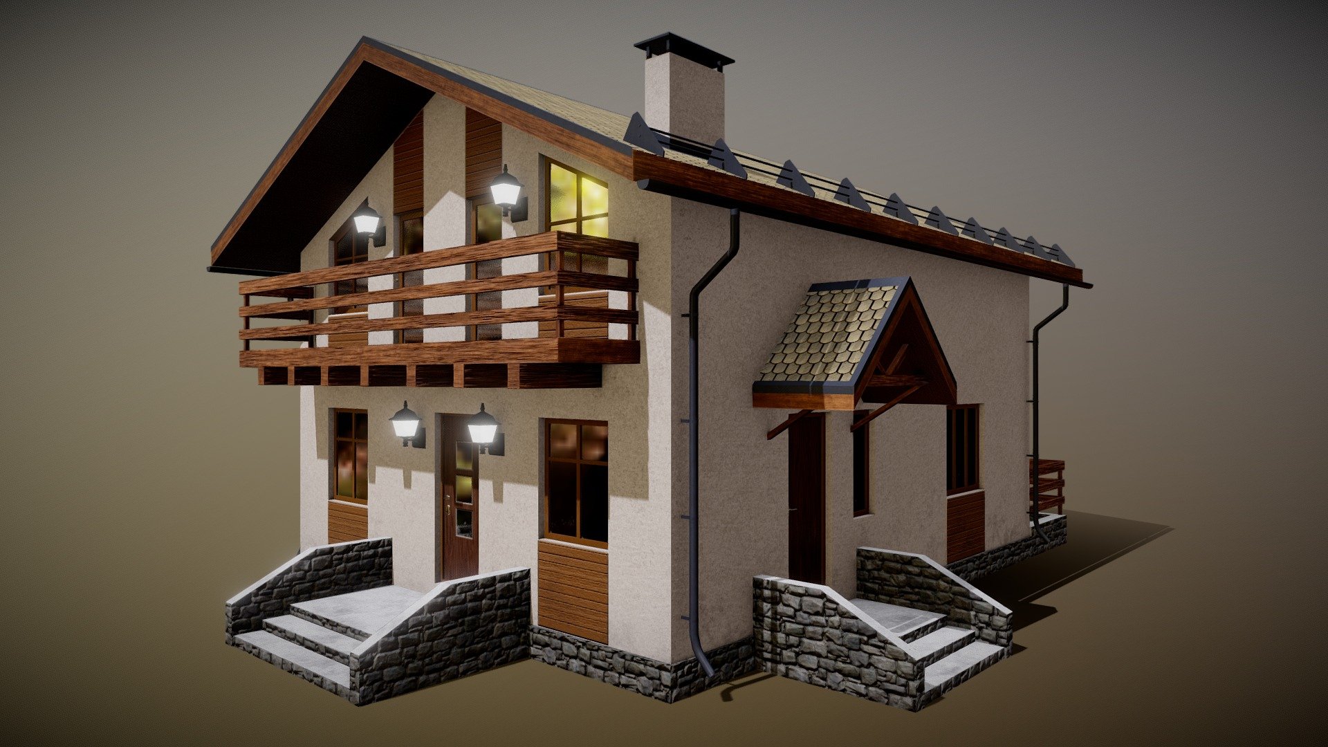 Hello!  

I am happy to present you Cottage 2 3d model.

You can buy that model at CGTrader website

Ready for game-development, render and animation!  




Native file format: Blender 2.79

Converted file formats: 3ds Max 2017, Cinema 4D R16, UnityPackage, .FBX, .OBJ.

2.800 faces total (Only Quads and Tris topology used).

TEXTURES: 




Base_Color.png (4096x4096px) 

Normal.png (4096x4096px) 

Metallic.png (4096x4096px) 

Roughness.png (4096x4096px) 

Height.png (4096x4096px) 

AO.png (4096x4096px) 

Emission.png (4096x4096px) 

Windows_mask.png (4096x4096px)

MetallicSmoothness.png (4096x4096px)

DESCRIPTION: 




Model is fully textured with all materials applied (Converted formats .MAX, .C4D, .Unitypackage as well). 

LowPoly model, that is perfect for even mobile game-dev. 

PBR materials, as you can see on the preview. 

Formats .MAX, .C4D, .OBJ, .FBX, Unitypackage are included. 

Gerhald3D - Low-Poly PBR Cottage 2 - 3D model by Gerhald 3d model