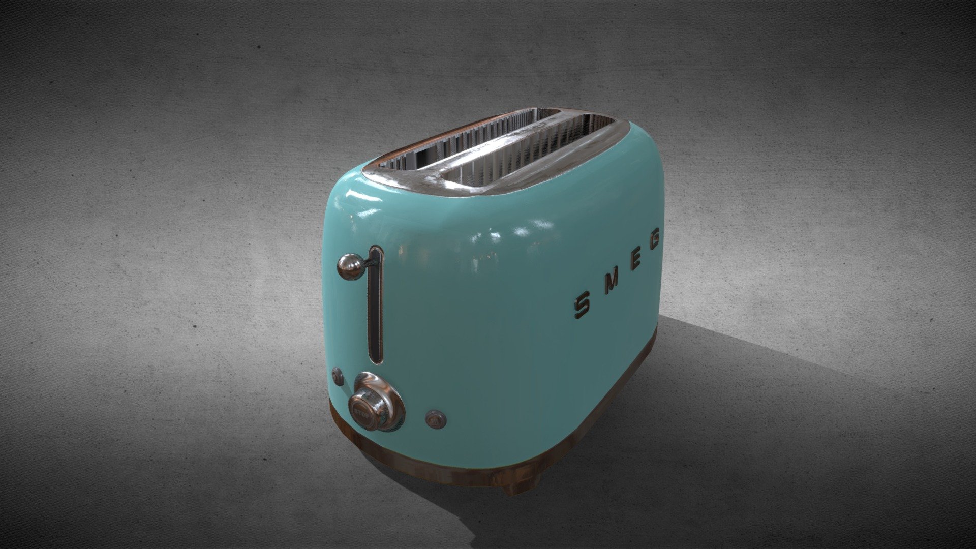 Low Poly Retro Smeg Toaster for archiviz, game, VR and AR.

Contains:
* Diffuse Map
* Metallic Map
* Roughness Map
* Normal Map - LOW POLY - Smeg50's Retro Toaster Two-Slice - Buy Royalty Free 3D model by AVA. Graphics (@ava.graphics) 3d model