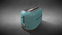 LOW POLY vintage, retro, toaster, arquitetura, 50s, metallic, smeg, vrready, arready, lowpoly, interior, retroelectronicschallenge