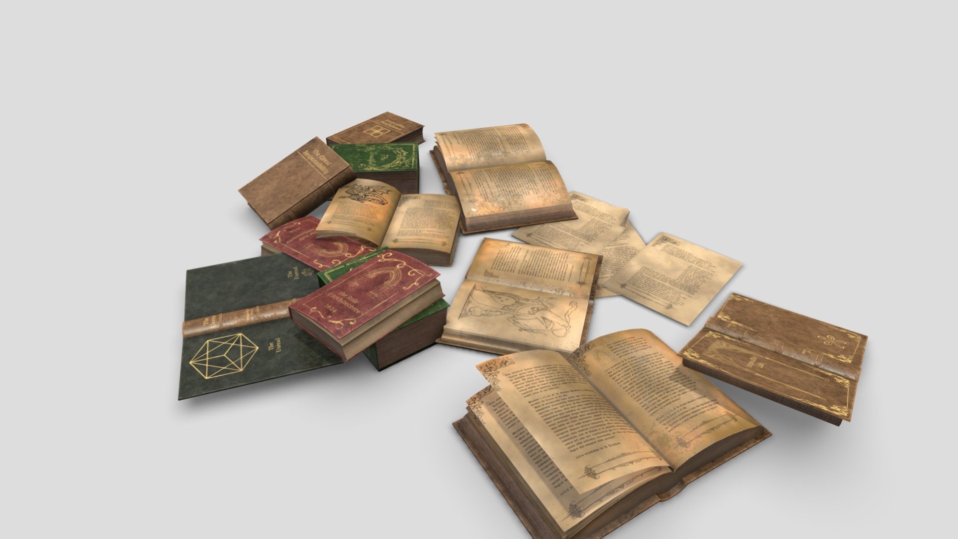 Old medieval Books - PBR Game Ready with 4k textures lowpoly game ready set of books with unwrapped UVs and PBR texture - Old medieval Books - PBR 4k textures Game Ready - Buy Royalty Free 3D model by topchannel1on1 3d model