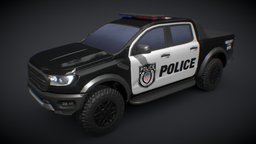 Ford Ranger POLICE police, truck, ford, range, game, vehicle, lowpoly, car