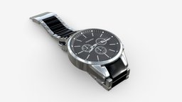 Wristwatch with Steel Bracelet 02 hour, style, time, clock, classic, wrist, metal, wristwatch, swiss, expensive, dial, minute, chronograph, 3d, pbr, design, watch, steel, bracelet