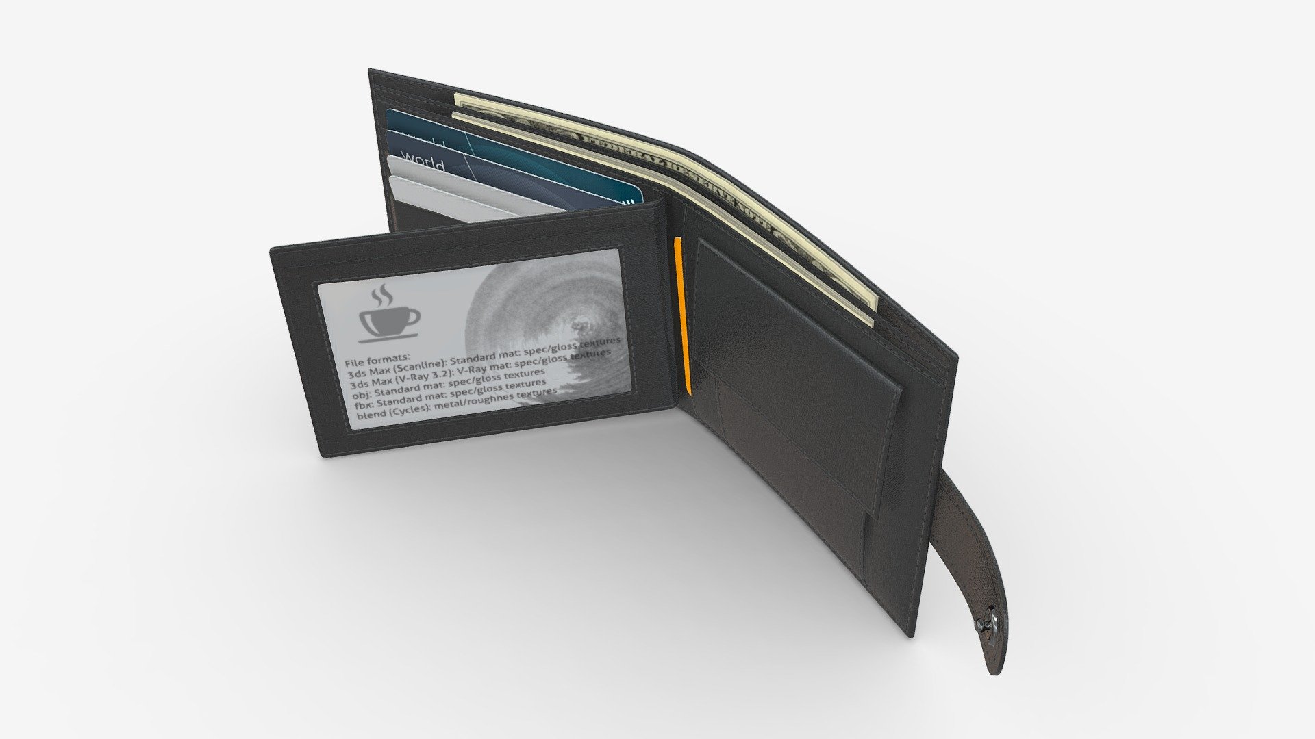 Leather Wallet for Men Unfolded 02 - Buy Royalty Free 3D model by HQ3DMOD (@AivisAstics) 3d model