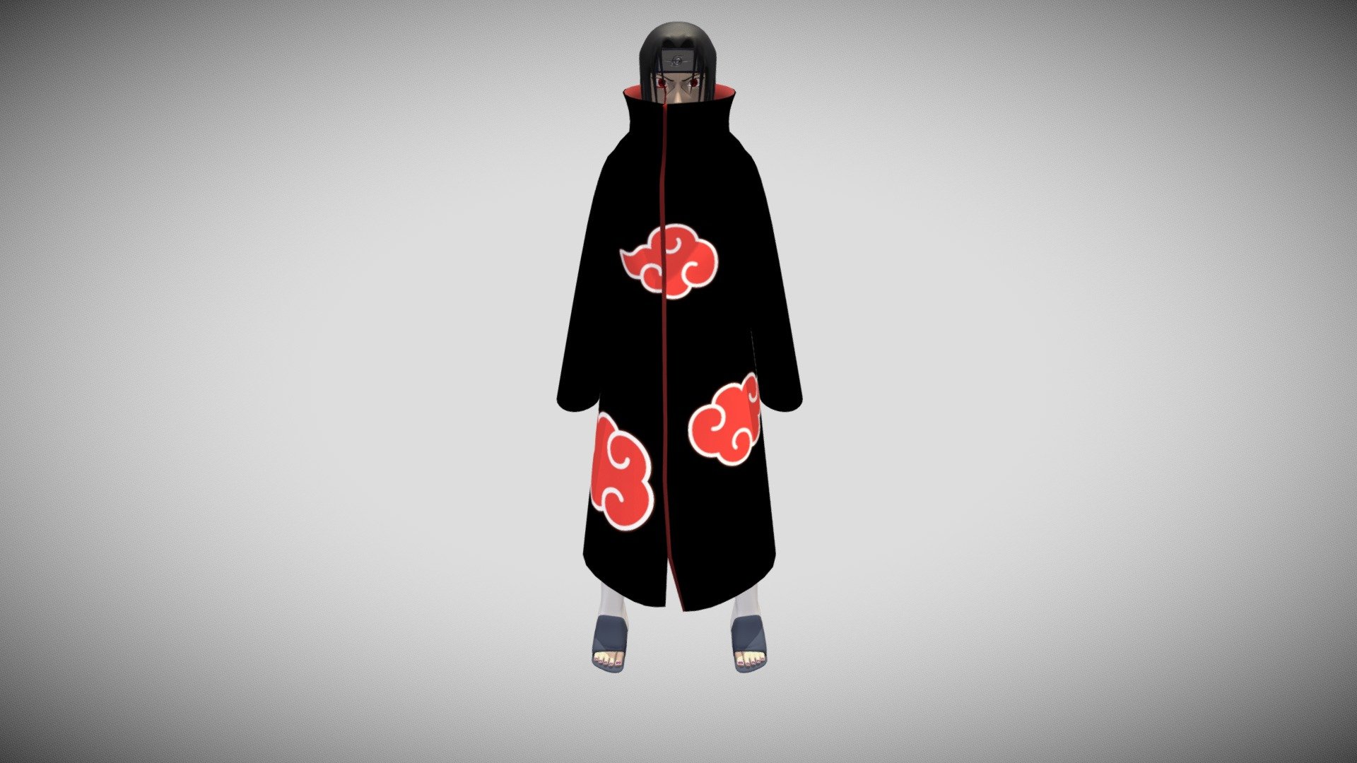 Shown here is Itachi Uchiha, wearing the Akatsuki uniform.

Itachi just used Amaterasu dōjutsu with his Mangekyō Sharingan.

Itachi is a character from the Naruto Shippuden series, the product is intended as Fan Art and does not in any way want to infringe on any rights of others.

The model was created entirely by me as a university student 3d model