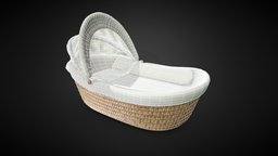 Cradle 8k poly 1x1 HD bed, baby, basket, vr, ar, virtualreality, moses, cradle, archaeology