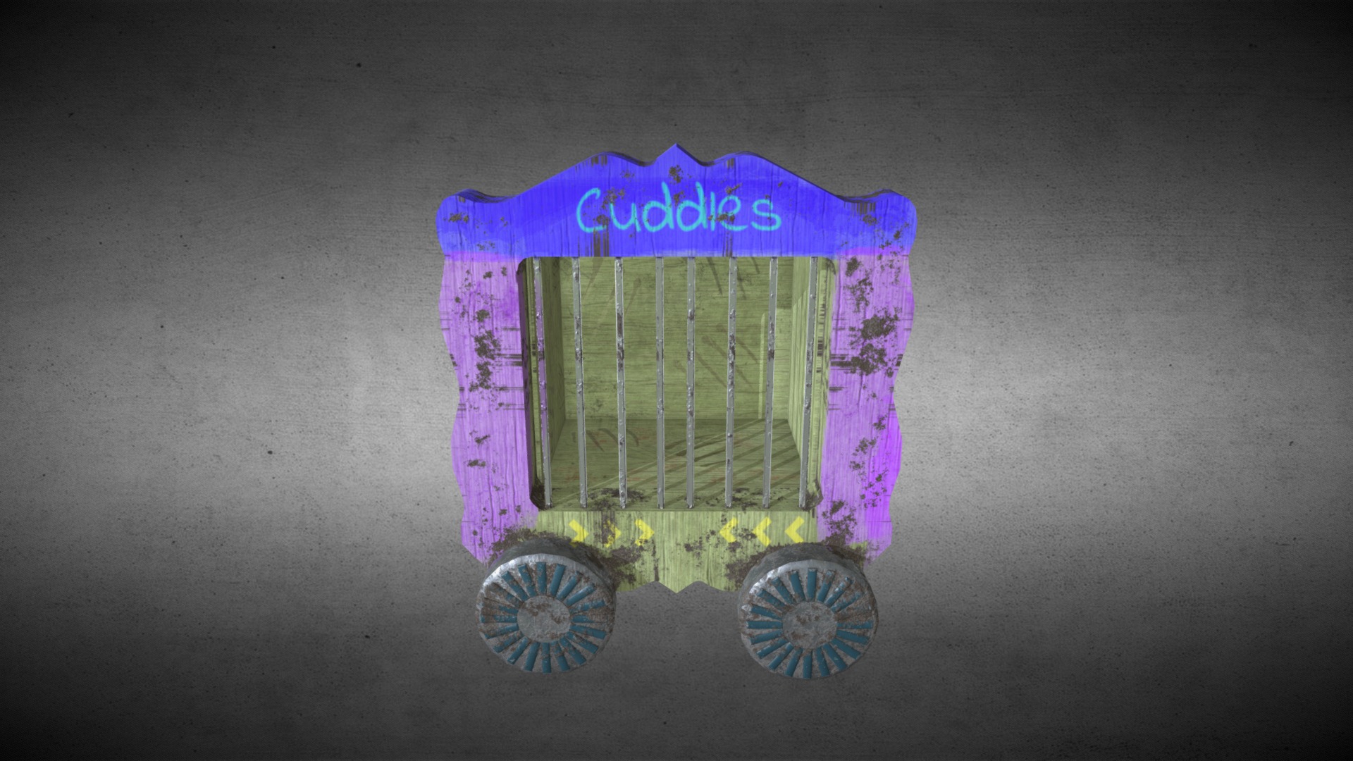 My lion cage made for my girl cuddles &lt;3. This model did not take long to make, the theme of this is an abandoned lion cart after an &ldquo;Incident