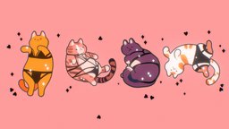 Meyoco cat, cute, orange, white, purple, pink, kawaii, bra, bikini, kawai, meyoco, substancepainter, maya, handpainted, lowpoly, low, model, animal