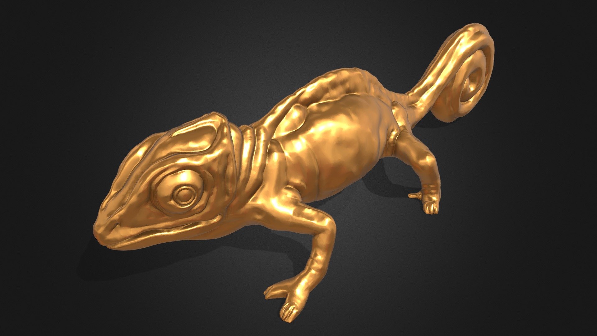 Realistic Animal with high resolution polygonal with gold material and Clear black background make it realistic and so cute.

Recomended For:


Basic modeling 
Rigging 
Sculpting 
Become Statue
Decorate
3D Print File
Toy
visualization

Have fun  :) - Gold Chameleon - Buy Royalty Free 3D model by Puppy3D 3d model