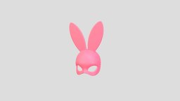 Prop107 Rabbit Mask face, rabbit, bunny, prop, fashion, party, easter, pink, masquerade, ear, print, head, mask, hare, girl, cartoon, animal, clothing, lady, noai