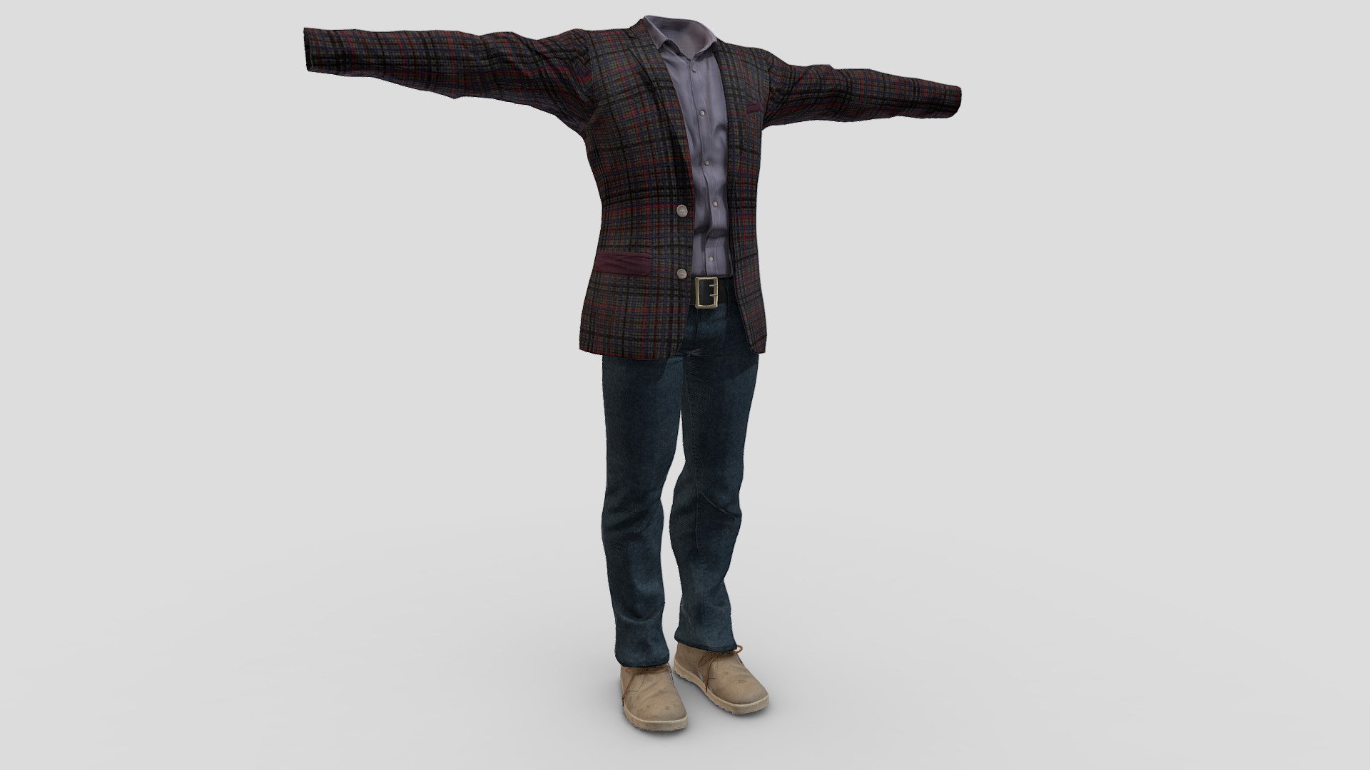 Jackt + Shirt + Pants + Shoes

Can fit to any character

Ready for games

Clean topology

No overlapping unwrapped UVs

High quality realistic textues

FBX, OBJ, gITF, USDZ (request other formats)

PBR or Classic

Please ask for any other questions

Type     user:3dia &ldquo;search term