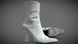 Dorateymur Leather Boots france, paris, shoe, leather, white, heel, bake, boot, shoes, boots, photogrammetry, asset, low, poly, scan, shop, gameready, dorateymur