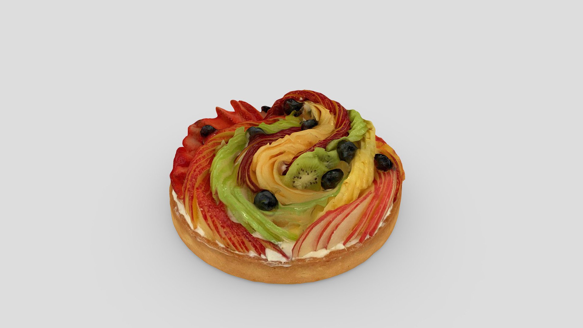 Delicious and beautiful cake from our favorite local pastry shop. Scanned in 4K and processed in one minute on an iPhone! - Fruit Cake scan with Qlone - Download Free 3D model by Ronen (@ronenh) 3d model