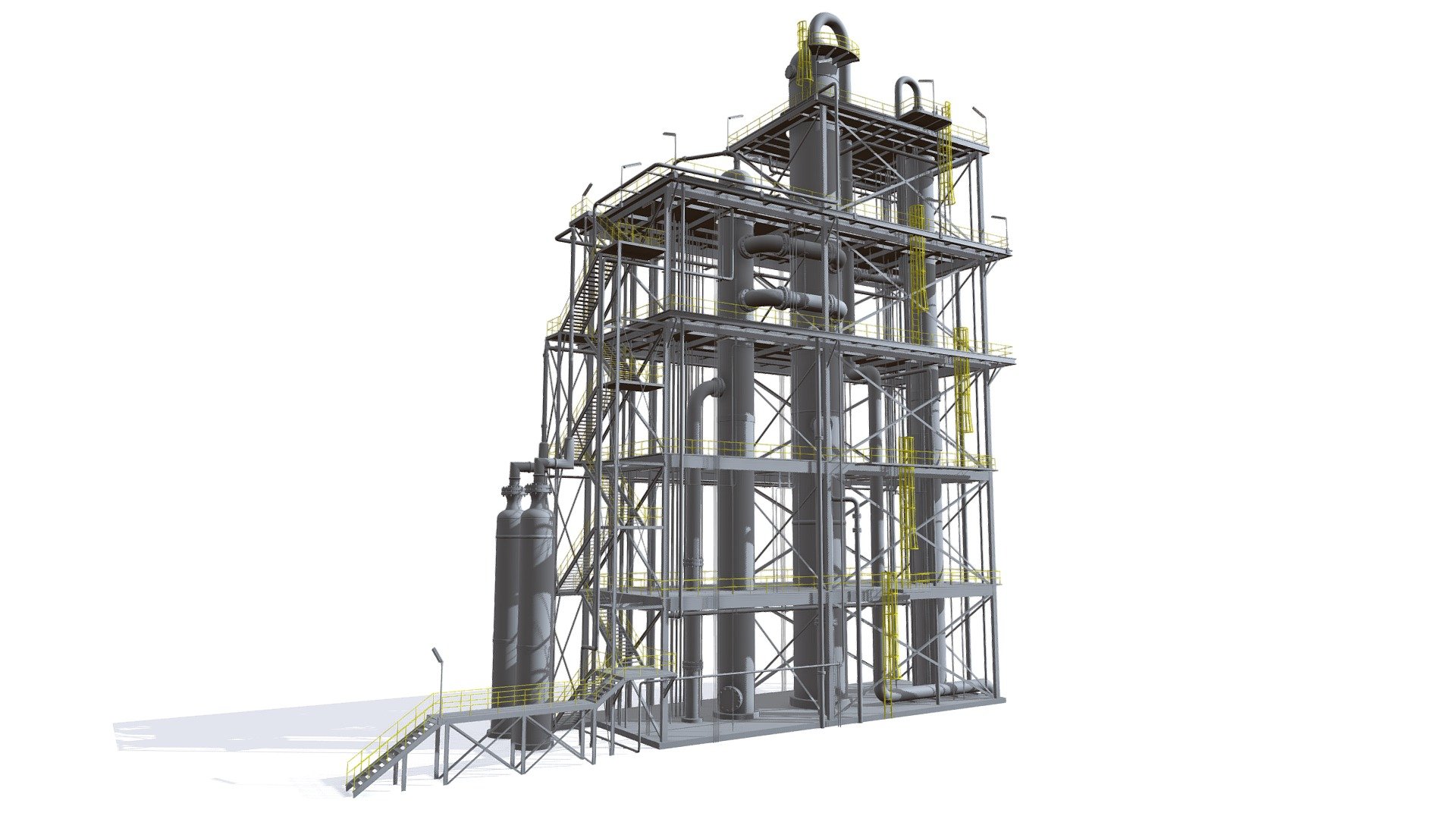 High detailed refinery unit 3d model