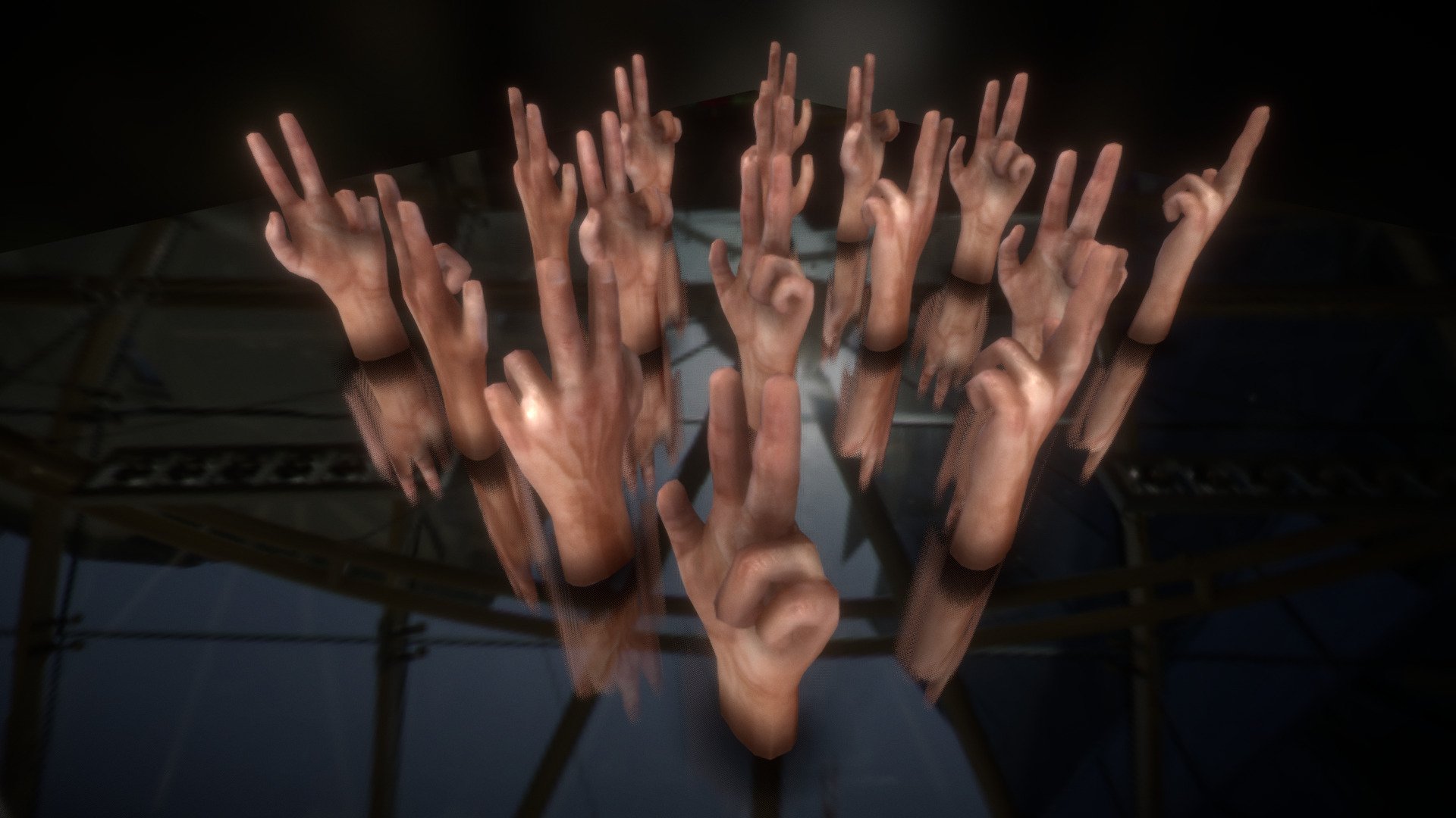 Here are my rigged hands, which I have modeled, rigged and animated in Blender. 

Awesome for VR and used in many projects.



Some projects where this hand has found a use:




Chloe Adeline used this hand for his fingerspell page. 


fingerspell.net
 




Joao Victor Flores da Costa used it for an application named Libras 3D, which teaches the Brazilian alphabet to the deaf.





Blender Game Engine - Crysis-like Weapon attachment System by Lars Pfeffer 




First person basics  by Rocco martino 




Open World Survival Game by Blenderrendersky


 - Animated Hands (Test) - Download Free 3D model by 3DHaupt (@dennish2010) 3d model