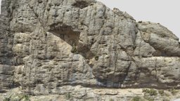 Big Smooth Cliff Rock Drone Scan face, orange, white, side, mountain, big, huge, cliff, boulder, realistic, yellow, smooth, bush, 8k, photoscan, photogrammetry, 3d, blender, pbr, model, scan, stone, rock, noai