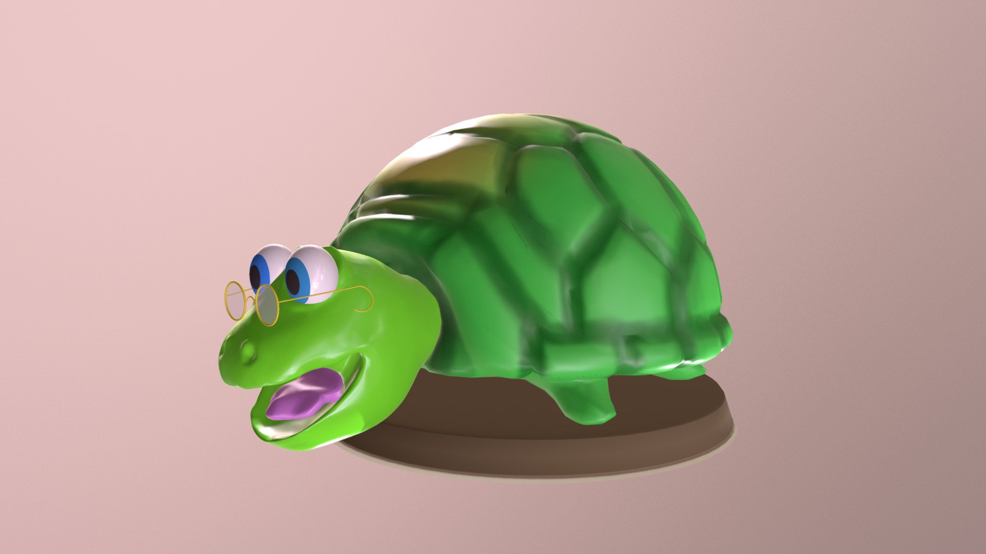 A turtle character reading 3d model