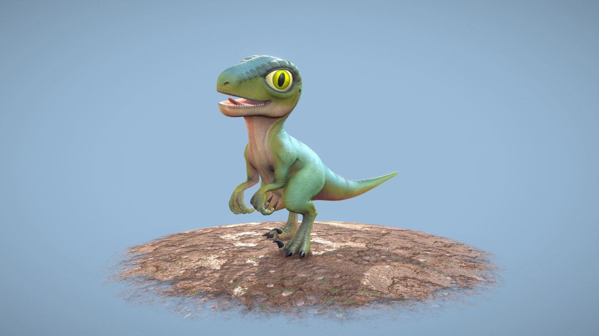 This little dinosaur is cute, but don't underestimate it because it's able to eat you.

Whole project here
https://www.artstation.com/artwork/DA3BRy - Baby velociraptor (cute dinosaur) - Buy Royalty Free 3D model by efrenfreeze 3d model