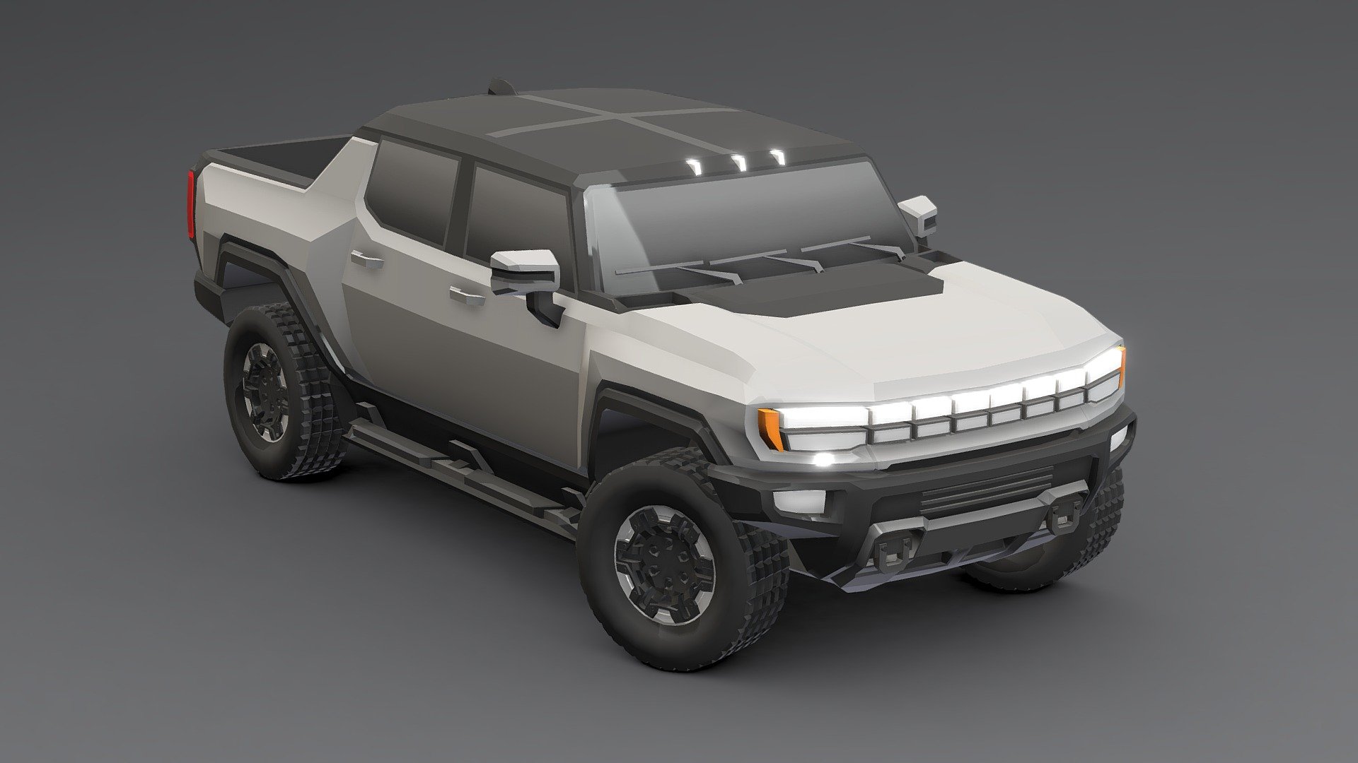 GMC Hummer EV 2022  Low-poly 3D.



You can use these models in any game and project.



This model is made with order and precision.



The color of the body and wheels can be changed.



Separated parts (body. wheel).



Very low poly.



Average poly count: 20/000 Tris.



Texture size: 128/256 (PNG).



Number of textures: 2.



Number of materials: 3.



format: fbx, obj, 3d max.


 - GMC Hummer EV 2022  Low-poly 3D - Buy Royalty Free 3D model by Sidra (@Sidramax) 3d model