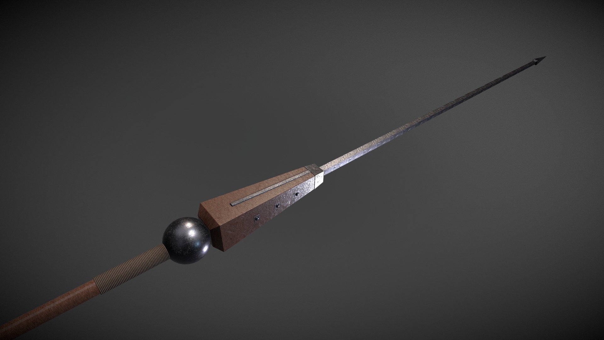 A heavy javelin, normally used as a shock weapon immediately before contact.
Quad High Poly Mesh PBR textures Modelled in Blender 2.79 and textured in Substance Painter Also available .obj format in .zip file including textures - Pilum / Heavy roman javelin - Buy Royalty Free 3D model by La Sibila (@LaSibilaS.L.) 3d model