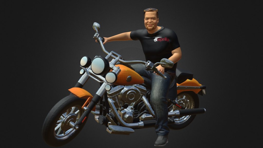 model of a biker on his favourite harley-davidson - Biker - 3D model by kakochka 3d model