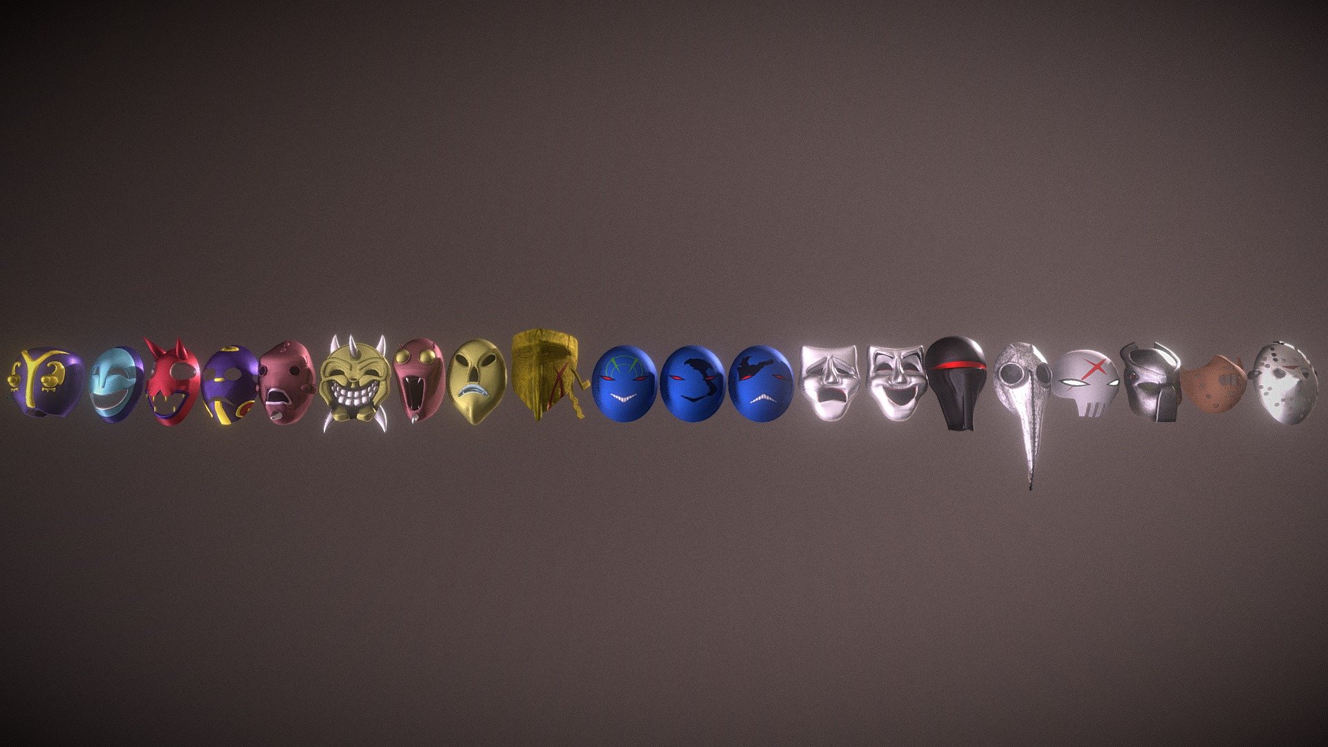 20 masks from Yugioh, Star wars, Dc and horror movies all textured and model in 3ds Max.
I have a Patreon Join now! :https://www.patreon.com/user?u=14434838 - 3D Masks - Buy Royalty Free 3D model by Yanez Designs (@Yanez-Designs) 3d model