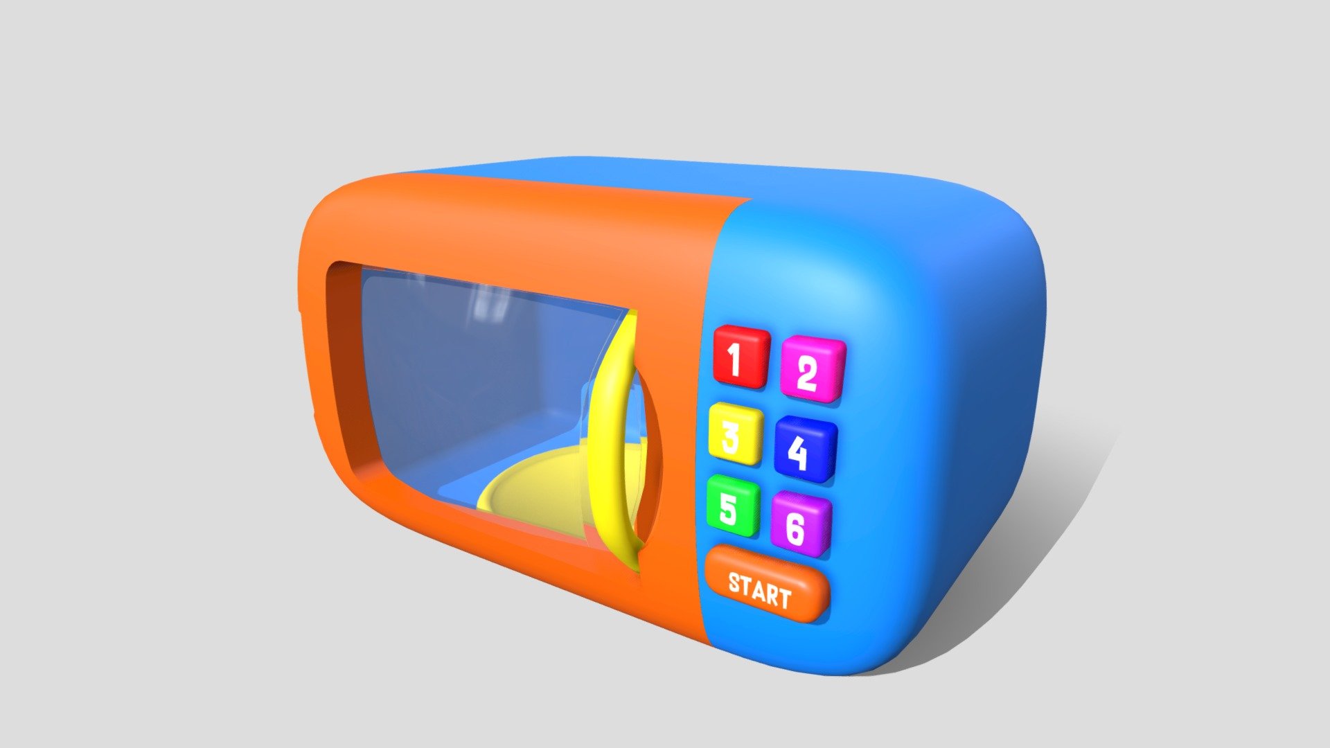 Colored MicroWave Toy can be animated. Learn colors and numbers 3d model