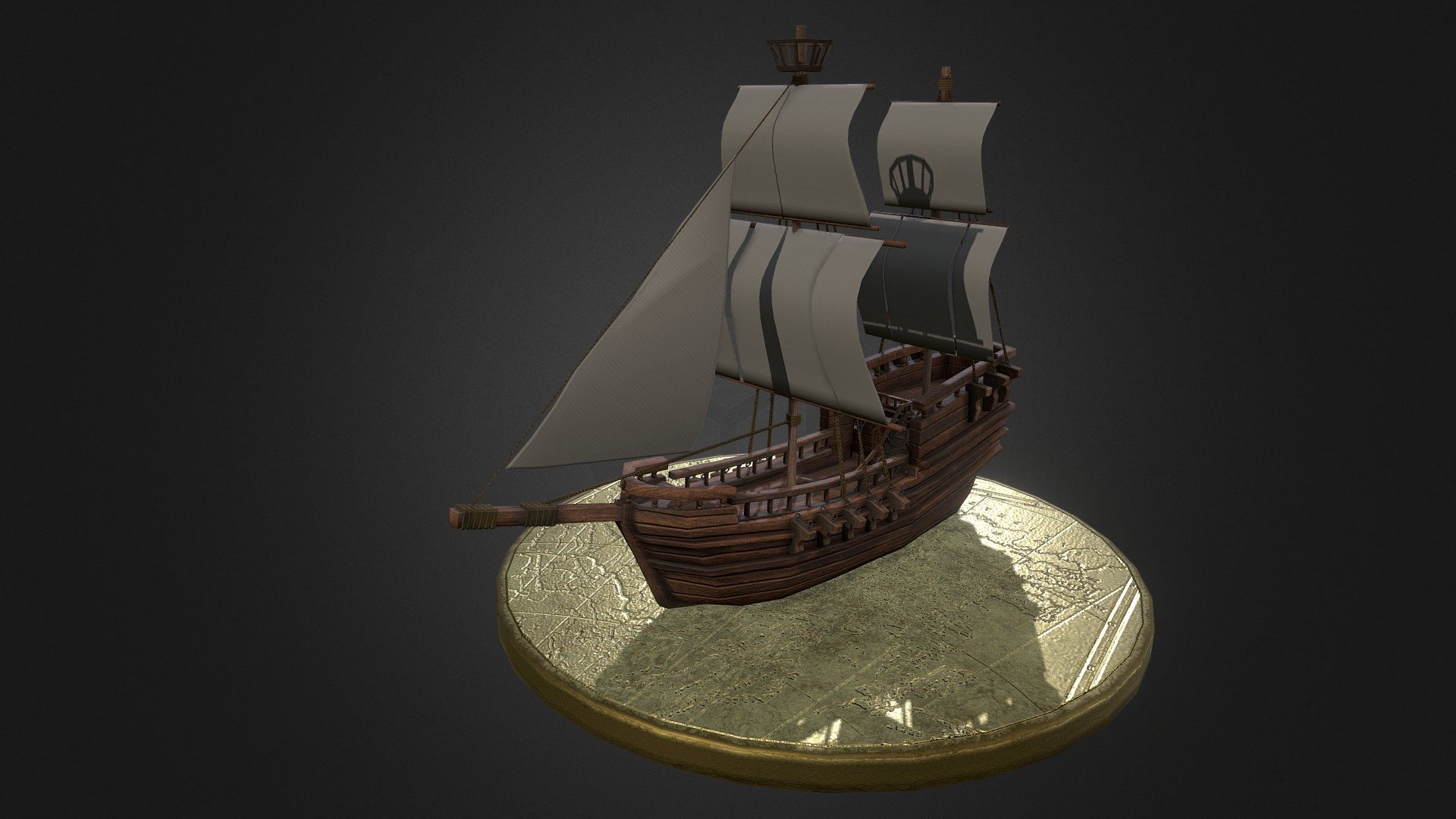 Based of a Galleon Vessel only smaller.  Software used: Blender, Unity , Substance Painter - Nautical Galleon - Download Free 3D model by Rakshaan 3d model