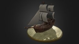 Nautical Galleon medieval, sailing, old, galleon, unity, unity3d, ship, fantasy, sea, history, pirates
