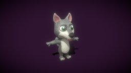 Cartoon Wolf Rigged 3D Model