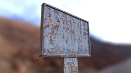 Derelict Road Sign abandoned, soviet, rust, road, rusty, wasteland, sign, old, derelict, 3d, scan, zombie