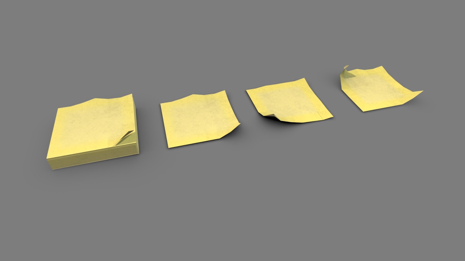 A collection if simple low poly post it notes.  handy prop for any sort of environment. 

PBR textures @2k - Post it notes - Download Free 3D model by Sousinho 3d model
