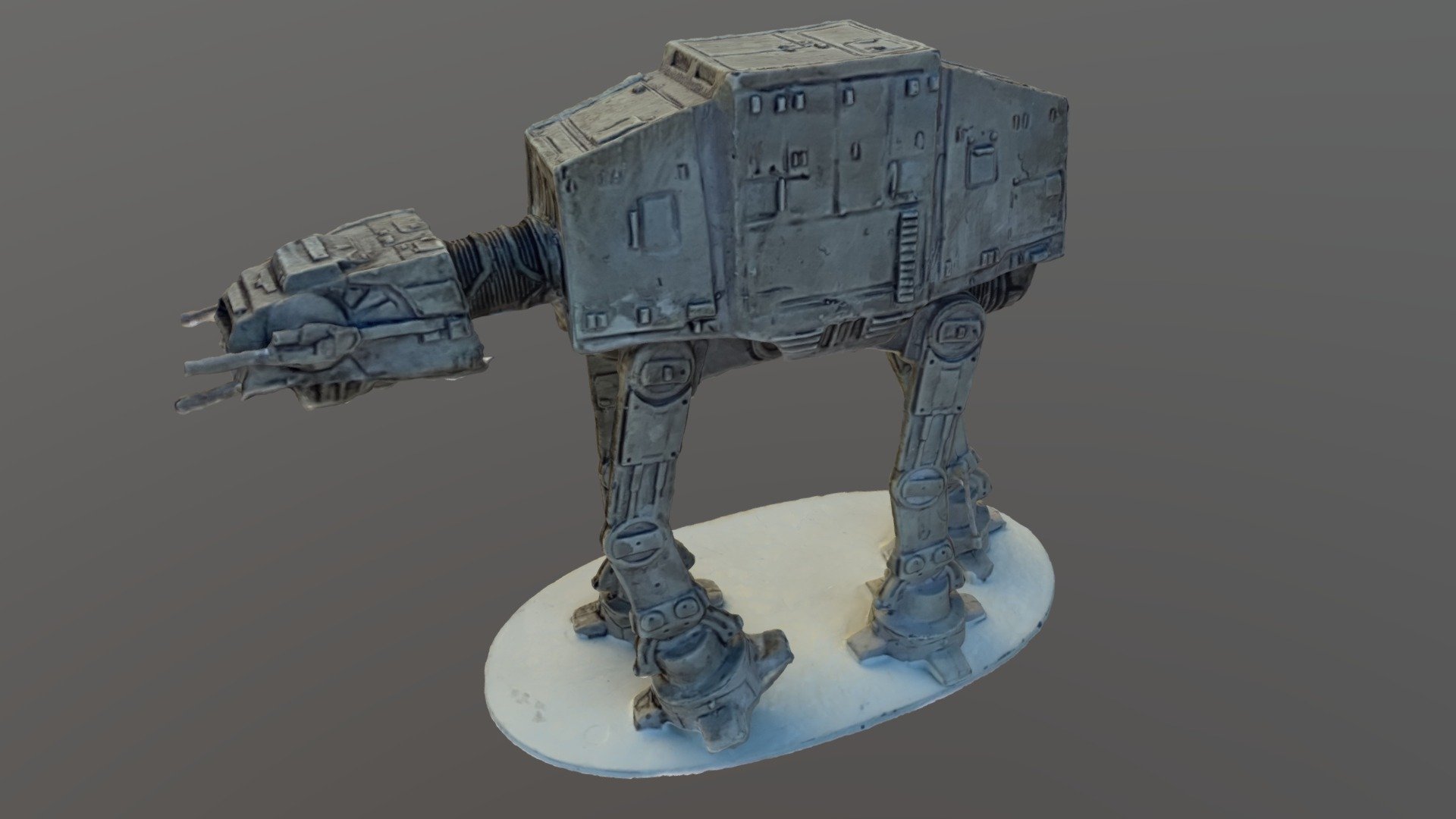 A miniature lead statue of the AT-AT Walker, a vehicle used by the Empire in the Star Wars franchise, captured with RealityScan photogrammetry software 3d model