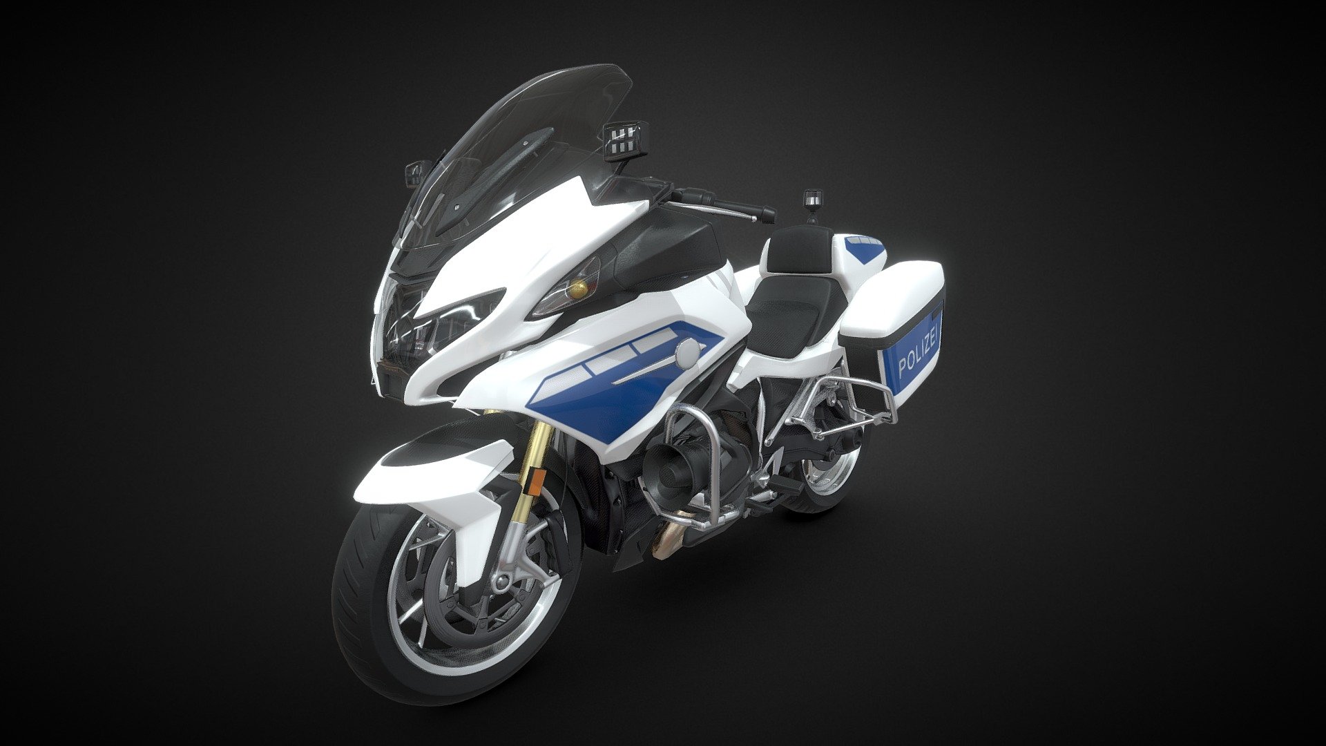 Police Motorbike High-poly 3D model based on bmw 1250 rt touring motorcycle - Polizei Motorbike High-poly 3D model - Buy Royalty Free 3D model by solid3d (@solidmodelsproject) 3d model