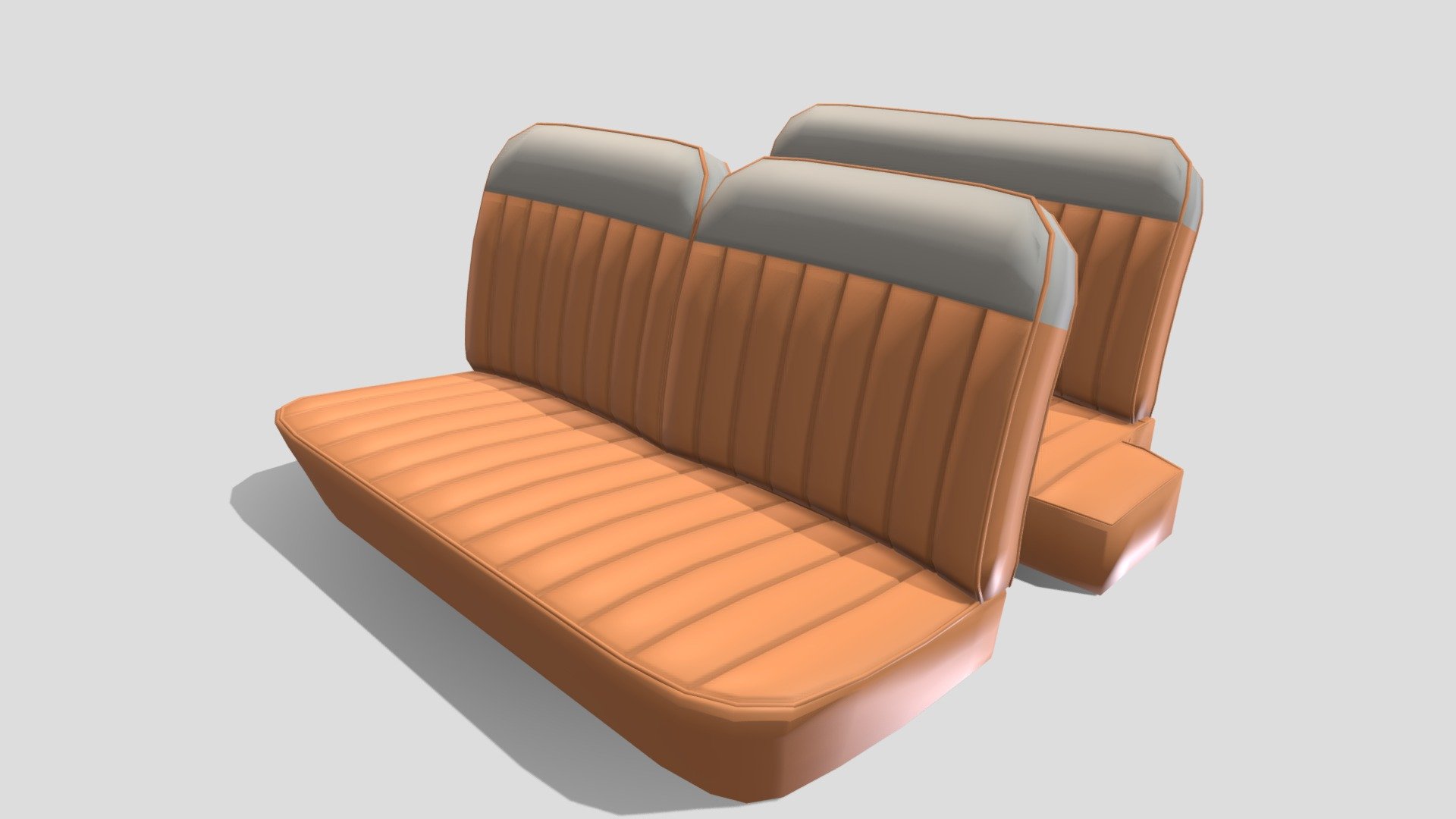 Generic 60s Car Seats 3d model rendered with Cycles in Blender, as per seen on attached images. 
The 3d model is scaled to original size in Blender.

File formats:
-.blend, rendered with cycles, as seen in the images;
-.obj, with materials applied;
-.dae, with materials applied;
-.fbx, with materials applied;
-.stl;

3D Software:
The 3D model was originally created in Blender 2.8 and rendered with Cycles.

Materials and textures:
The models have materials applied in all formats, and are ready to import and render.

Preview scenes:
The preview images are rendered in Blender using its built-in render engine &lsquo;Cycles'.
Note that the blend files come directly with the rendering scene included and the render command will generate the exact result as seen in previews.
Scene elements are on a different layer from the actual model for easier manipulation of objects.

General:
The models are built mostly out of quads and are subdivisable.
It comes in separate parts, named correctly for the sake of convenience 3d model