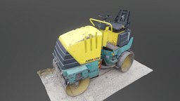 Asphalt paver compactor drum roller vehicle drum, truck, device, gaming, roll, machinery, 3d-scan, 3dprintable, equipment, roller, realistic, scanned, machine, authentic, pavement, steamroller, asphalt, paver, compactor, paving, ammann, photoscan, vehicle, gameasset, car, city, street, construction, asphalting