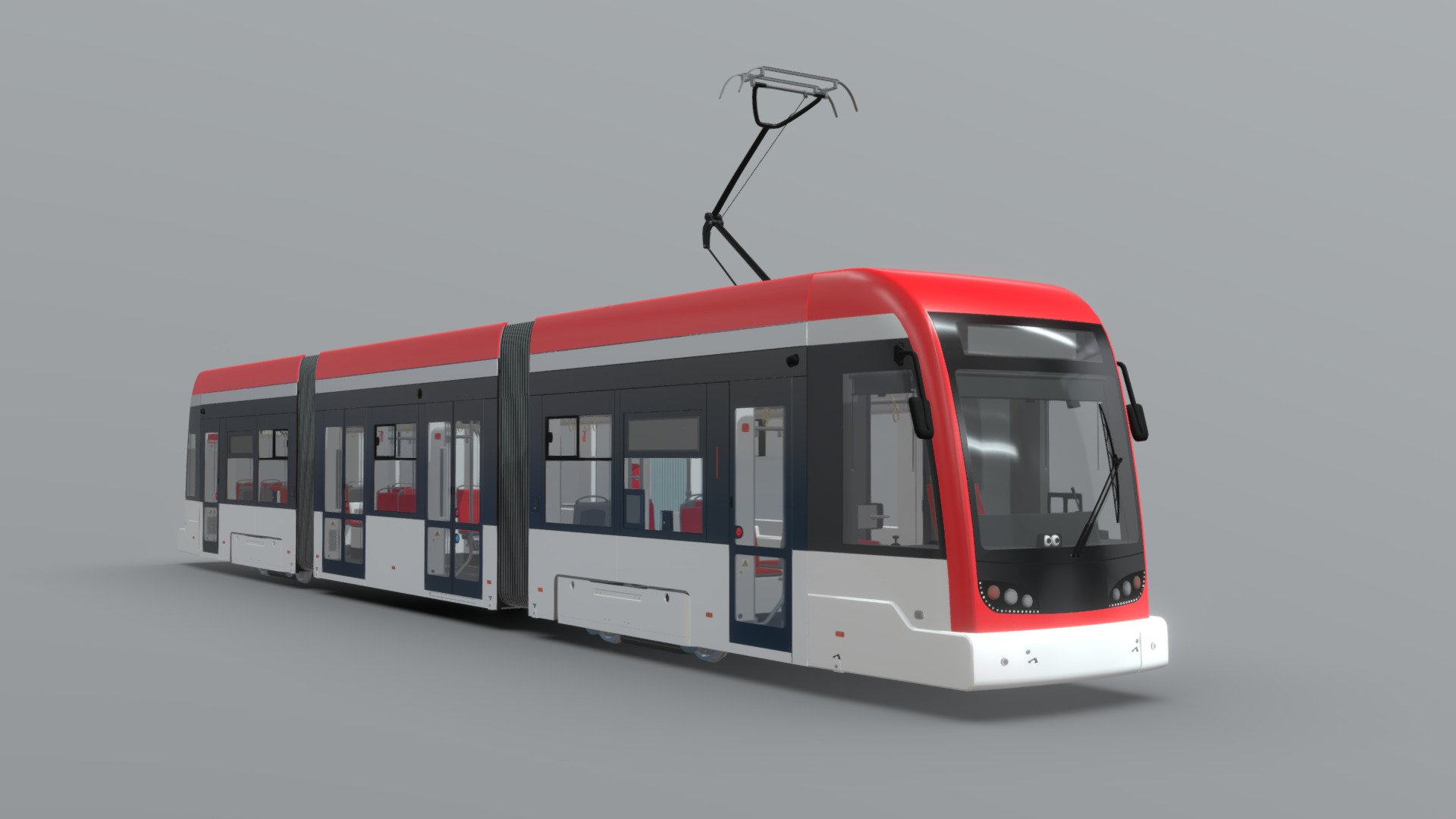 Original design of a modern tram.
Primary technical data:
Number of units: 3
Total Length: 20,843mm
Width of the vehicle body: 2,417mm
Height (without a pantograph): 3,528mm
Number of seats: 34 + 2 foldable
Standing spaces: 95
Entry height: 350mm
100% Low floor - Modern Tram II [Fully detailed] (3 unit) - Buy Royalty Free 3D model by KolorowyAnanas 3d model