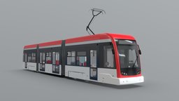 Modern Tram II [Fully detailed] (3 unit) modern, train, transportation, communication, seat, bus, detailed, tram, tramway, blender, model, interior