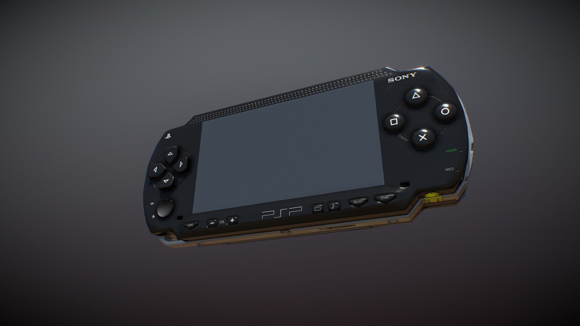 Low poly Model for the Portable Playstation handheld device medol 1000.
I used Cinema4D for Modeling and UV unwrapping.
Then Substance Painted for the texture 3d model