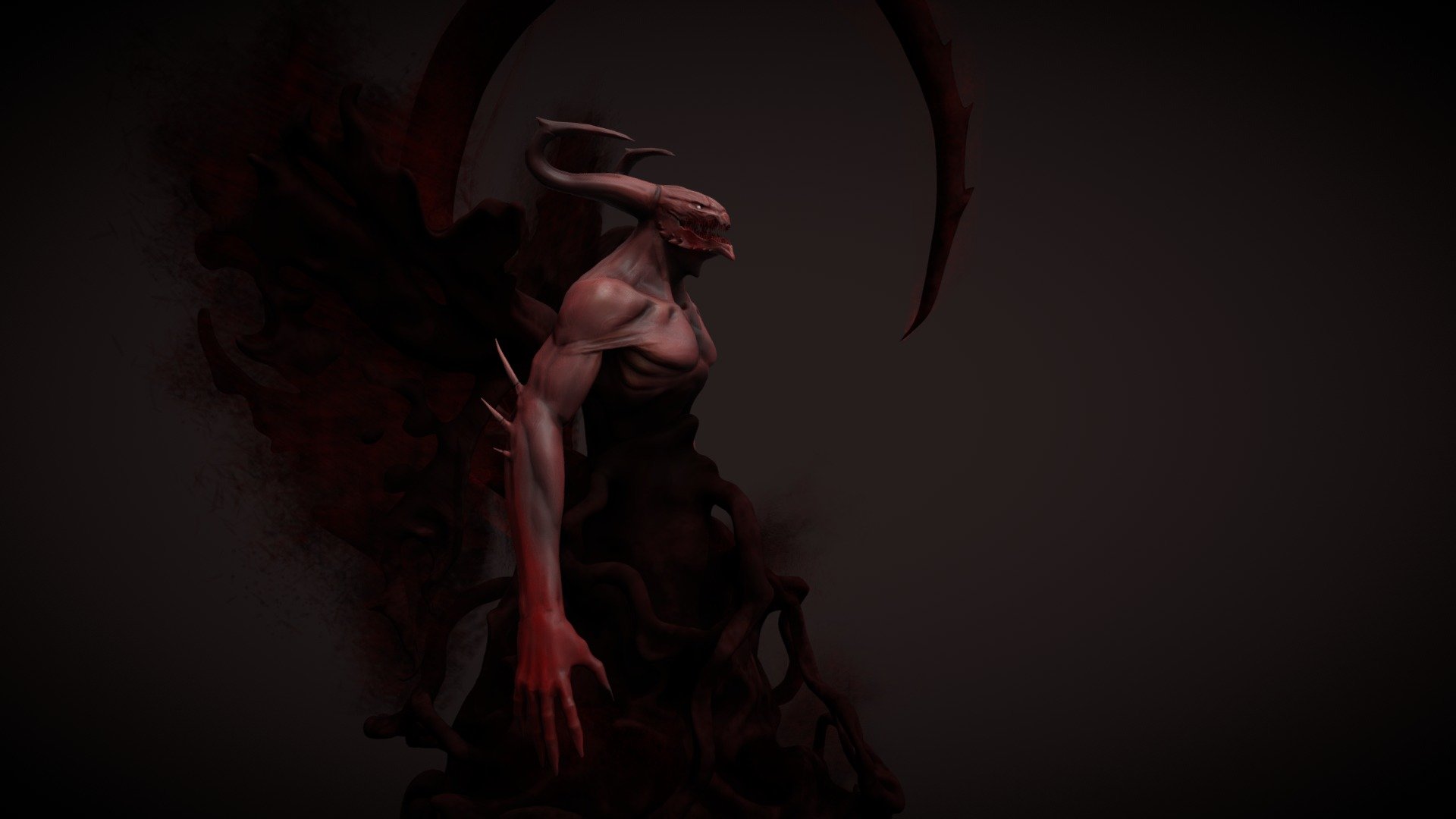 Decimated (Zbrush) the body to lower some poly count and make it load faster here, don't like how the wireframe looks though.

Original Art: https://www.deviantart.com/manzanedo/art/Agramon-692937926 - Demon - Agramon - 3D model by Sweney_Jara 3d model