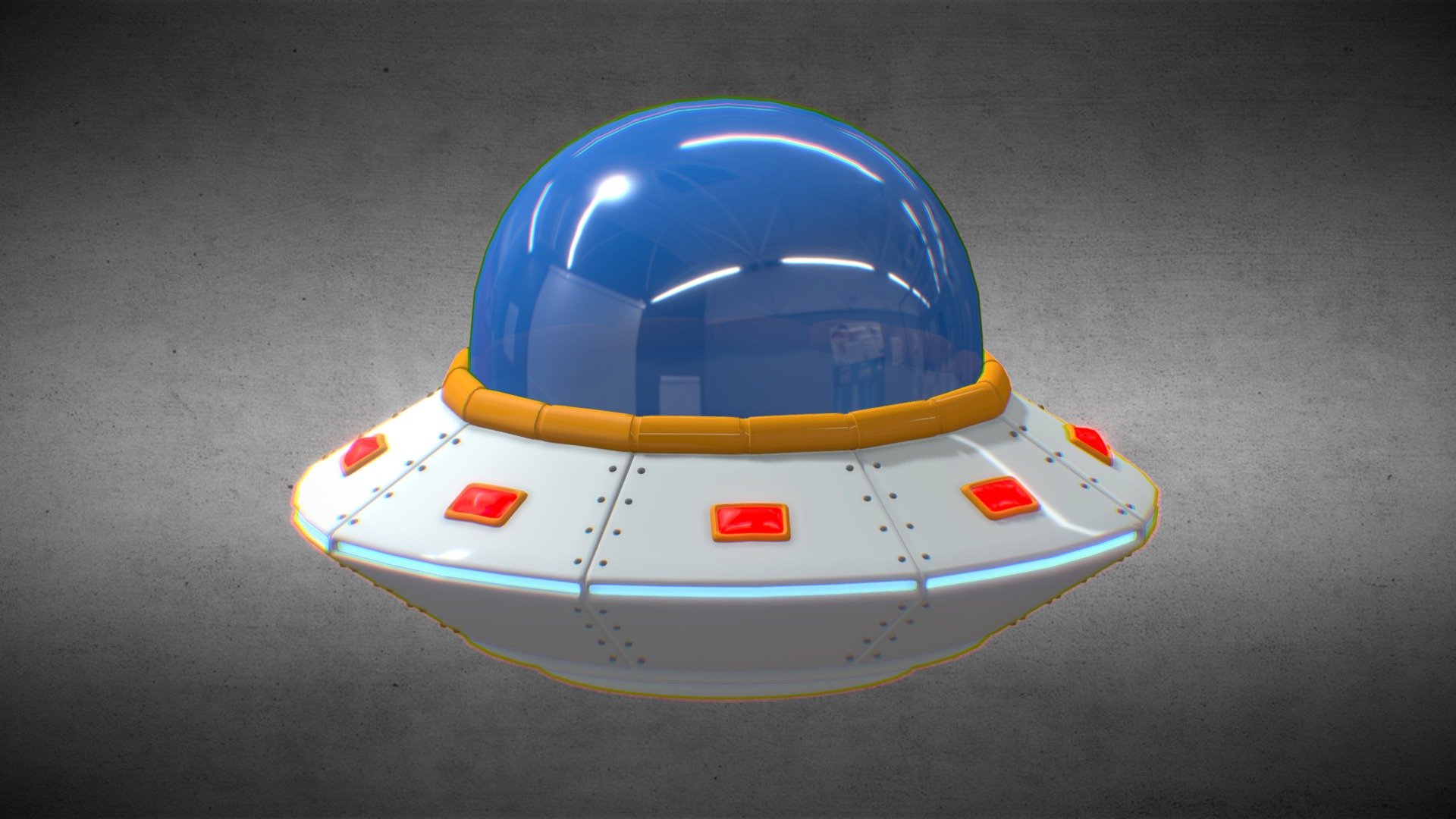 Cartoon UFO is a high quality model to add more details and realism to your rendering projects. 
Textures : No 3d model