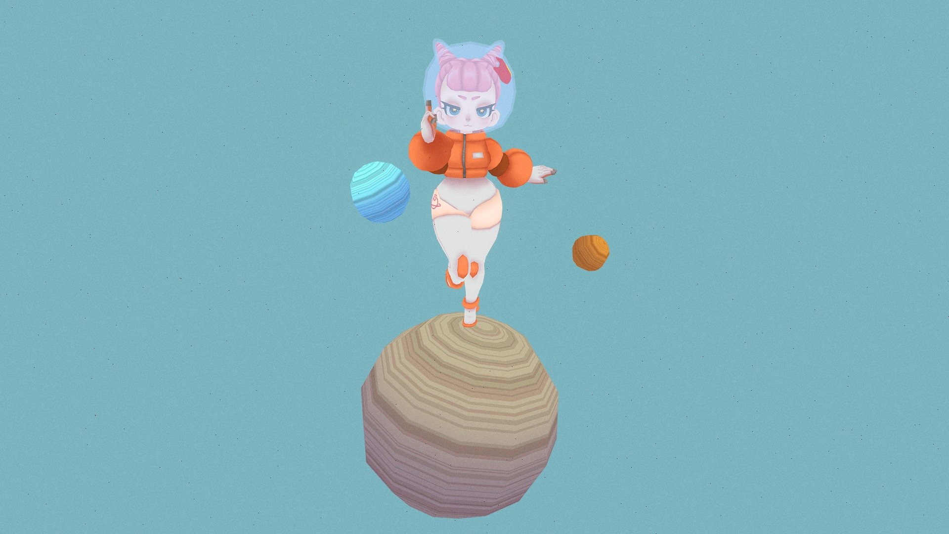 Original character - cat like girl in a sexy space suit.
modeled in Maya and textured in Krita 3d model
