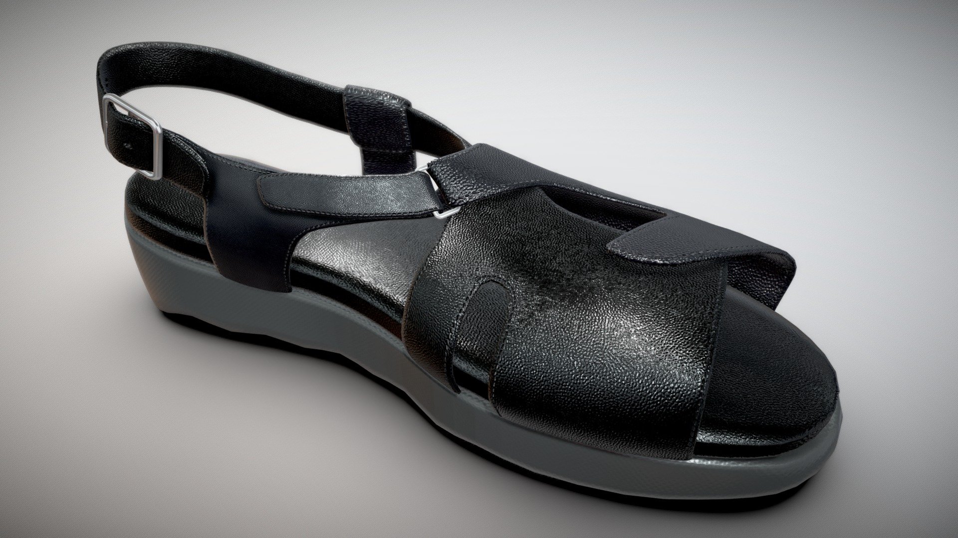 Beautifully designed black sandal. Perfect for characters. The relatively low-poly design allows you to make your own adjustments and animations. 

Modeled with 3ds Max and textured with Substance Painter 3d model