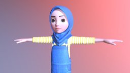 Hijab Girl Blue Yellow muslim, scarf, woman, hijab, muslimah, jilbab