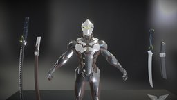 3D Character Model: Genji armor, overwatch, charactermodel, genji, overwatch-3d-model, character, weapons, sword, modelling