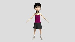 Toon Girl toon, baby, kid, son, children, child, rig, young, family, graphic, brother, setup, character, girl, cartoon, man, animation, human, rigged