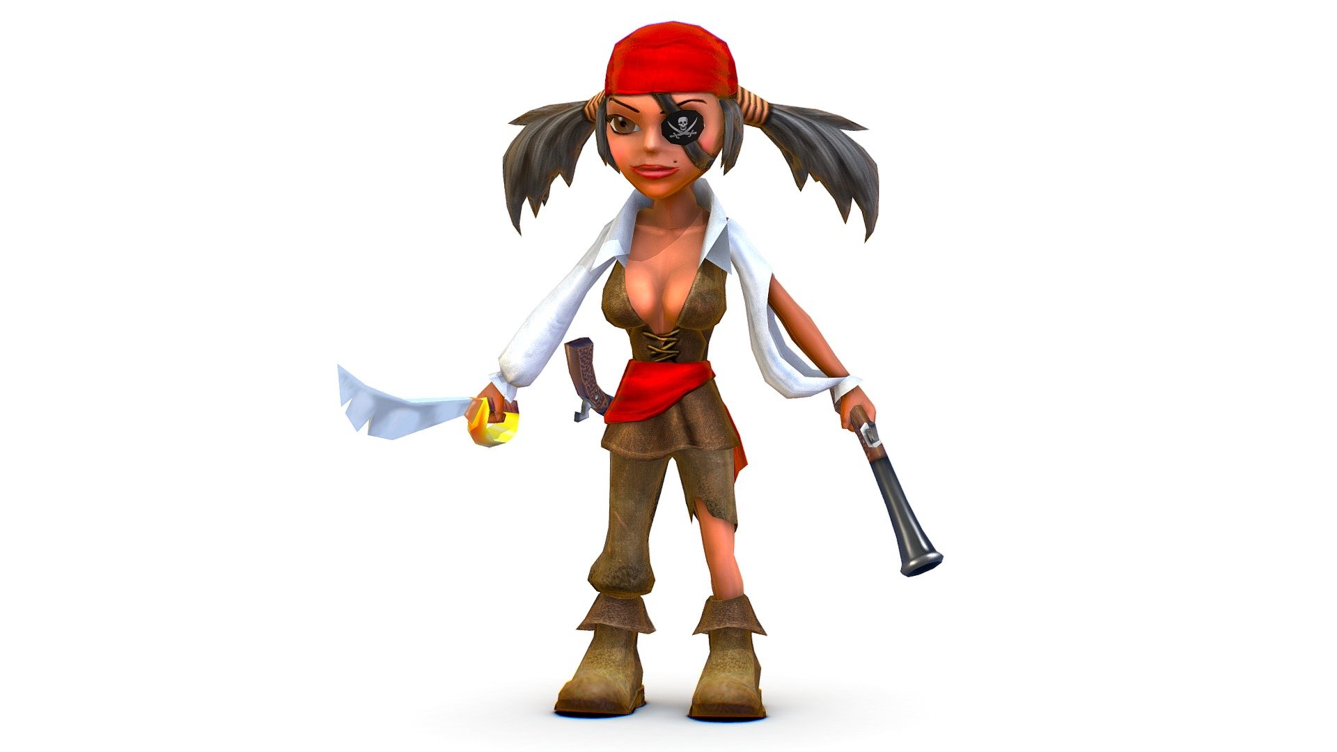 Skined Rigged Low Poly 3d model  - Girl Bandit Pirate Gangster - Maya file included - Skined Girl Bandit Pirate Gangster Low Poly - Buy Royalty Free 3D model by Oleg Shuldiakov (@olegshuldiakov) 3d model