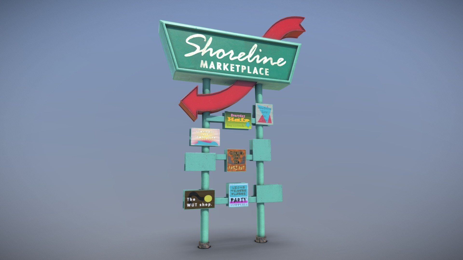 I saw this old mall sign (still in use!) and wanted to do a portrait 3d model